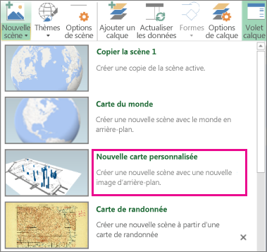Nouveau bouton de carte personnalisée dans la nouvelle galerie de scènes