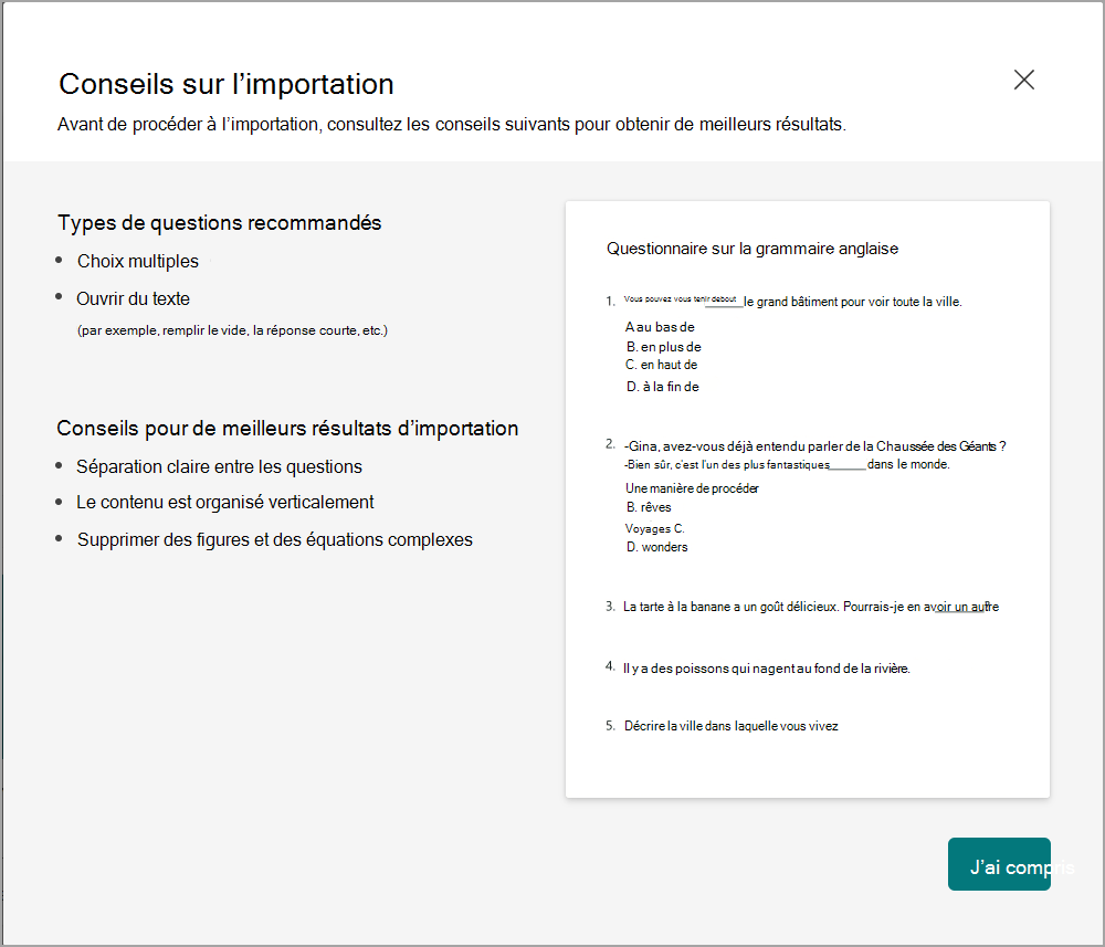 Conseils en matière d’importation