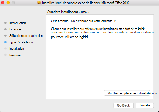 Cliquez sur Installer sur l’outil pour supprimer les licences.
