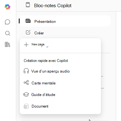 Capture d’écran du menu Créer avec carte mentale comme option disponible.