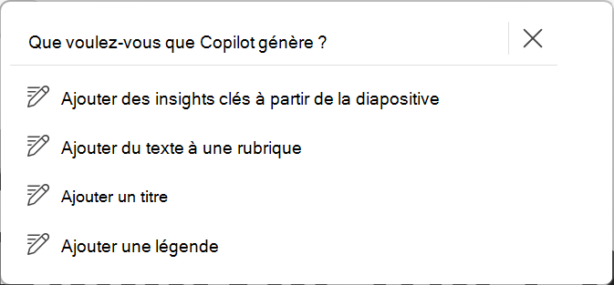 Options pour indiquer à Copilot le texte à générer