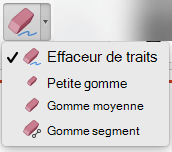 Sur le Mac, PowerPoint pour Office 365 dispose de quatre gommes pour l’entrée manuscrite numérique.
