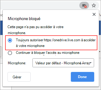 Sélectionnez l’option pour toujours autoriser l’accès.