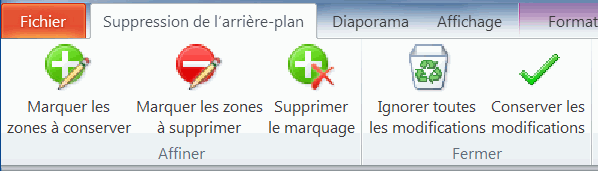 Onglet Suppression de l’arrière-plan
