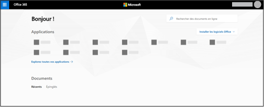 Page d’accueil d’Office 365
