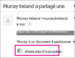 Courrier invitant un destinataire à partager un document