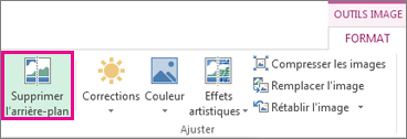Bouton Supprimer l’arrière-plan situé dans le groupe Ajuster sous l’onglet Format des Outils Image
