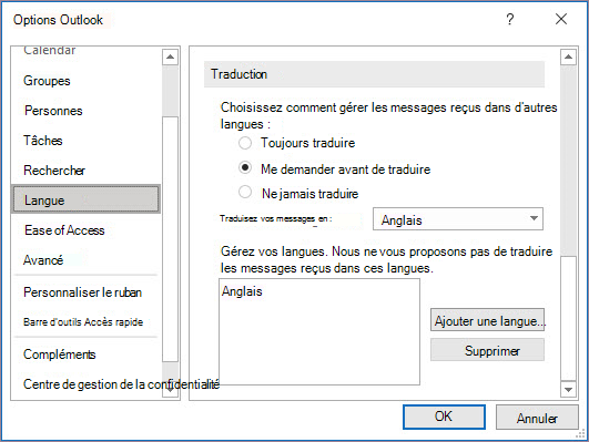 Préférences linguistiques