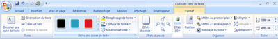 Outils de zone de texte, onglet Format