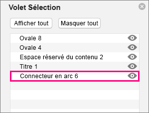 Affiche le connecteur en bas de la liste dans le volet de sélection