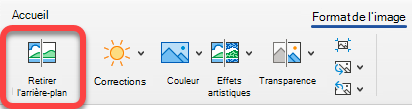 L’option Supprimer l’image se trouve sous l’onglet Format de l’image dans les applications Office.