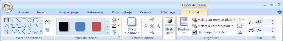 Outils de dessin, image de l’onglet Format