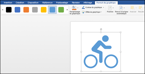 La galerie de styles avec un style bleu clair appliqué à un graphique d’un vélo
