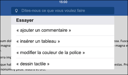 Utilisez le langage naturel pour indiquer à l’outil Dites-moi ce que vous voulez faire.