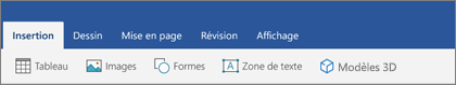 Onglet Insertion du ruban affichant le bouton Modèles 3D