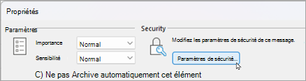 Sélectionnez Paramètres de sécurité