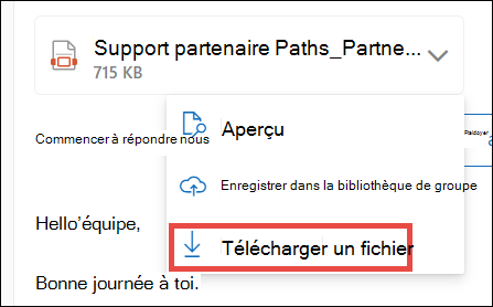 Télécharger la pièce jointe pour Outlook