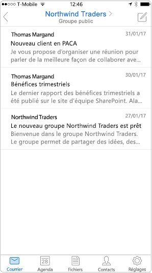 Mode Conversation dans l’application mobile Outlook