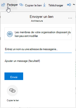 Affichage de l’option Partager un fichier
