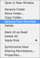 Option Supprimer des favoris dans le menu contextuel