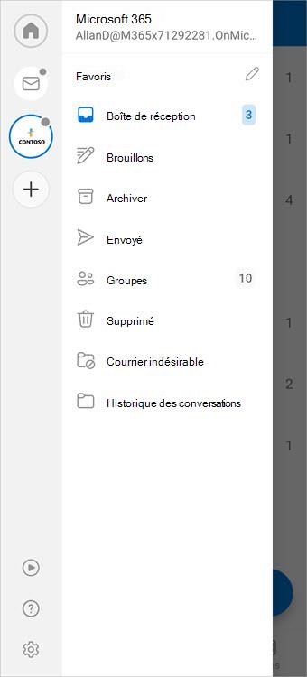 Appuyez sur le cercle en haut à gauche pour accéder à la liste des dossiers de votre compte, puis appuyez sur Groupes.