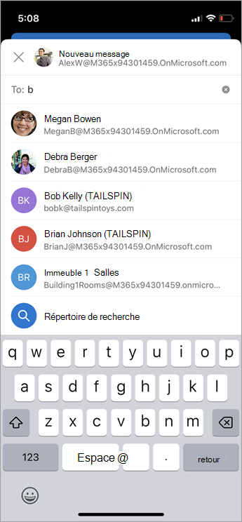 répertoire de recherche mobile