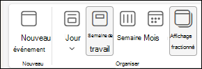 Capture d’écran de Calendar affichage avec l’option Vue fractionnée sélectionnée