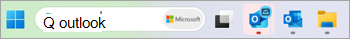 Capture d’écran d’Outlook (nouveau) et Outlook (classique) dans la barre des tâches