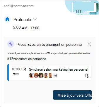 Capture d’écran montrant la mise à jour de votre emplacement professionnel