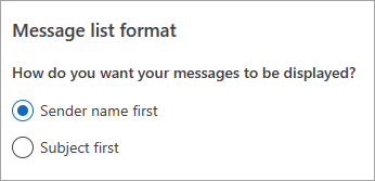 Nouveau format de liste de messages Outlook