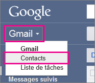 Google gmail - cliquez sur contacts