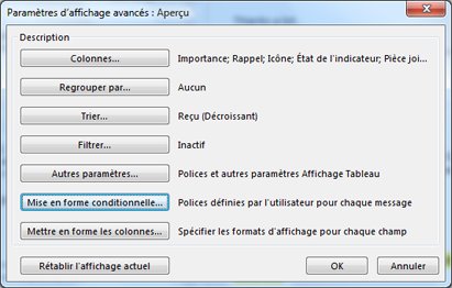Boîte de dialogue Paramètres d’affichage avancés