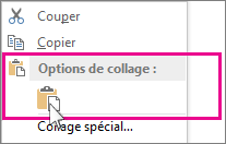 Cliquer avec le bouton droit et choisir Coller