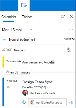 Affichage calendrier Ma journée