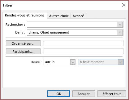 Choisissez parmi un large éventail de champs de rendez-vous et de réunions.