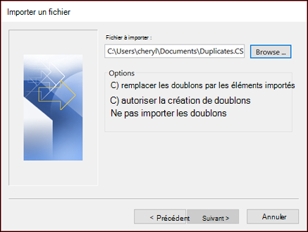Sélectionnez le fichier à importer.