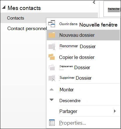 Créez un dossier de contacts.