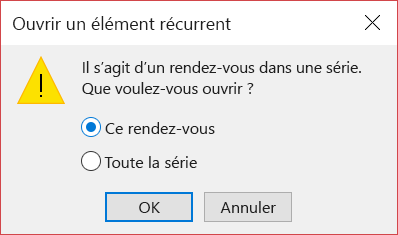 Vous pouvez ouvrir un élément d’une série ou de la série entière.