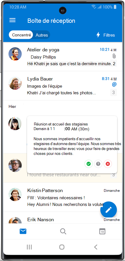 Vous pouvez utiliser le S Pen pour pointer sur un message.