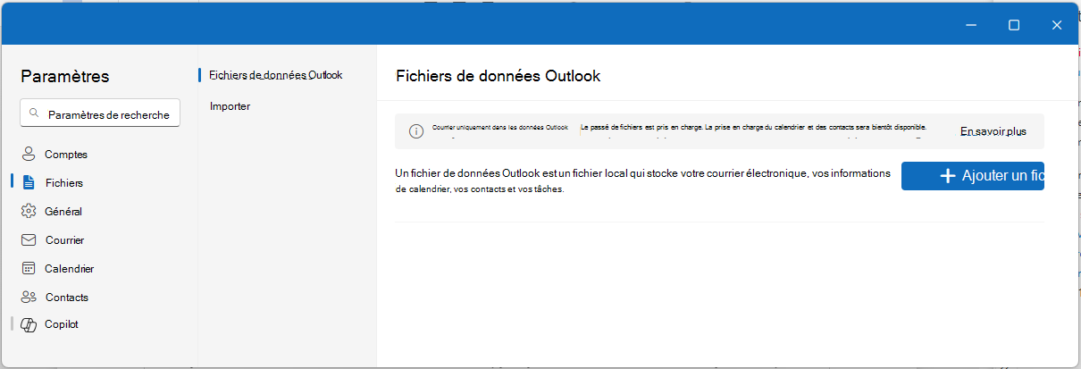 Ouvrir le fichier PST