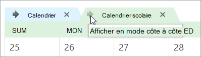 Cliquez sur la flèche Affichage en mode côte à côte