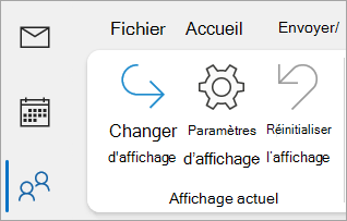 Capture d’écran de l’affichage des paramètres dans le ruban Outlook classique