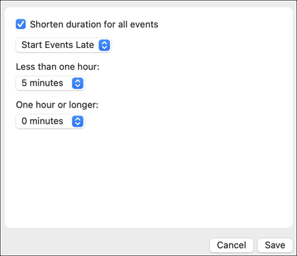 Options d’Calendar de fin d’outlook pour macOS
