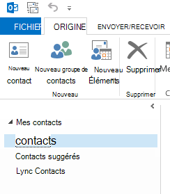 Sous Mes contacts, cliquez avec le bouton droit sur le dossier Contacts.