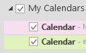 Vos calendriers sont répertoriés sous Mes calendriers. Sélectionnez les zones case activée pour les calendriers que vous souhaitez afficher.