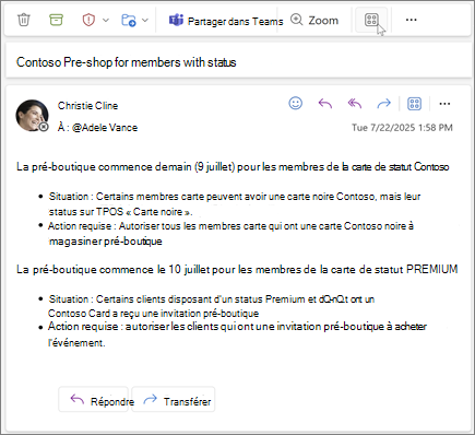 L’icône Autres applications sur le ruban est sélectionnée.