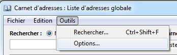 Menu Outils