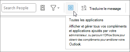 Icône Toutes les applications sur une disposition réduite du ruban dans Outlook sur Windows.