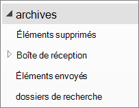 Développez le fichier d’archive dans le volet de navigation pour afficher les sous-dossiers qu’il contient.