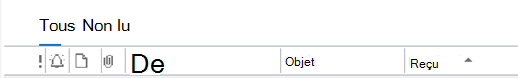 En haut de la liste des messages, vous pouvez filtrer le dossier actif sur les messages non lus ou afficher tous les messages.